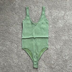 Green Ribbed Kids One Piece